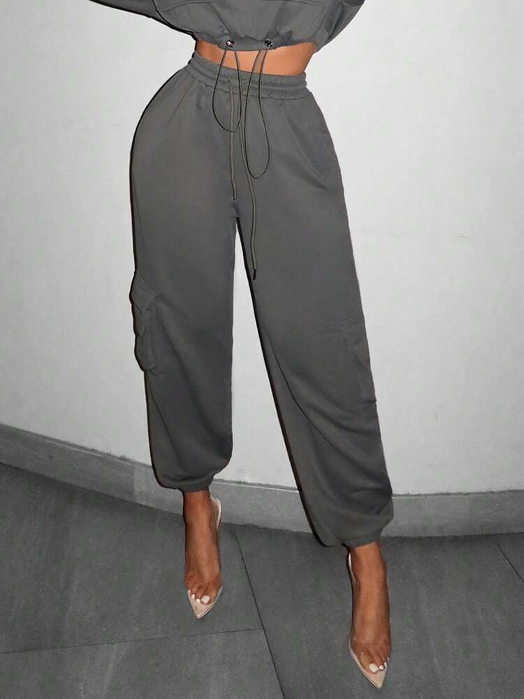 Solid Drawstring Waist Sweatpants New Years Eve Party Sexy