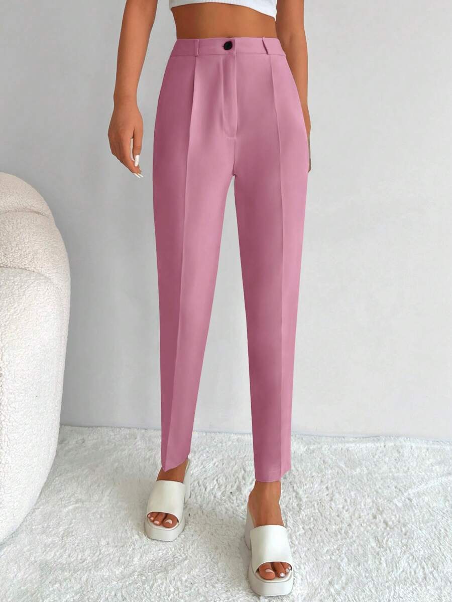 RueChic Solid Zip Up Suit Pants - Dusty Pink - View 1