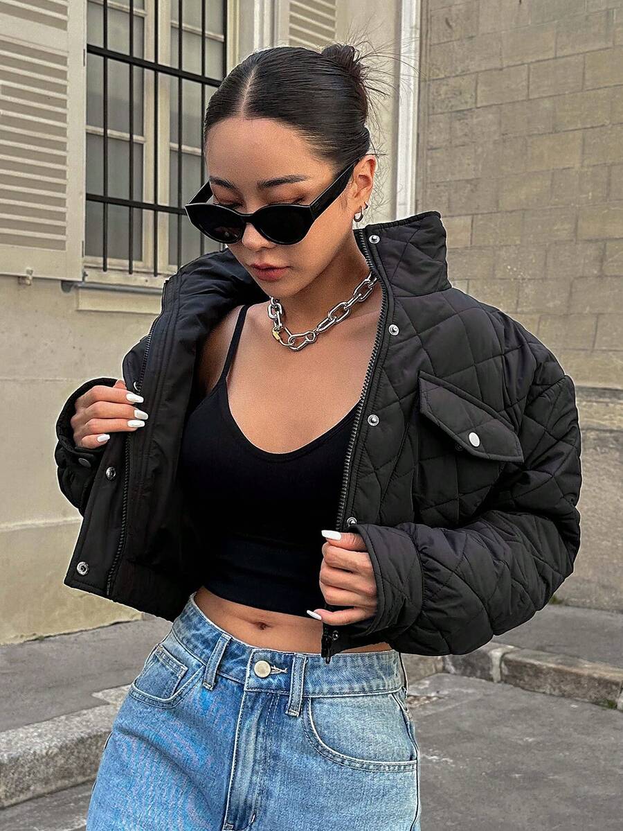 DAZY Túi có nắp Thả vai Dây kéo Cá nóc Dày Túi áo - màu đen - Xem 1