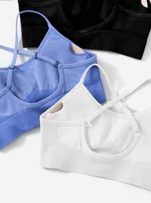 SHEIN Yoga Basic 4 Stücke Sport BH mit hoher Dehnung, Criss-Cross hinten,