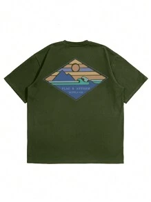 Men Mountain & Letter Graphic Tee