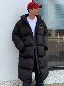 DAZY Manteau matelassé à capuche zippé avec graphique lettrage pour homme, pour l'hiver