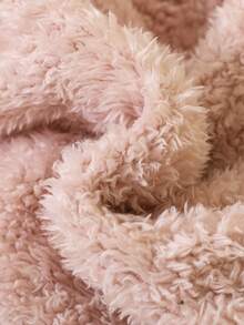 SHEIN 女小童3D耳朵設計連帽拉鍊毛絨夾克 - 粉色 - 查看 3