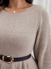 SHEIN Frenchy Plus Lantern Sleeve Sweater Dress Without Belt, For Winter Fall