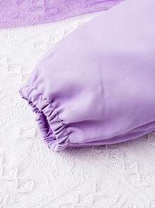 SHEIN Baby Girl Bow Front Ruffle Hem Shirred Blouse - Purple - View 6