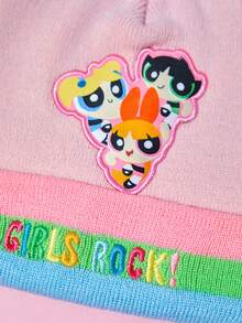 THE POWERPUFF GIRLS X SHEIN Trẻ em In Hoạt hình Mũ Beanies - Nhiều màu - Xem 3