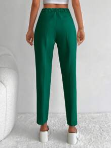 RueChic Solid Zip Up Suit Pants - Green - View 2