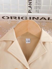 Baby Girl Double Button Jacket & Belted Cami Dress - Apricot - View 4