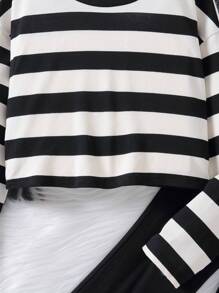 Sparklyn 女大童條紋印花T恤&喇叭褲