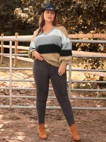 EMERY ROSE Hơn Khối màu Thả vai Áo len - Nhiều màu - Xem 5