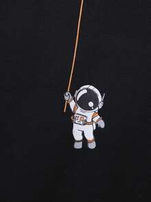 SHEIN Tween Boy Astronaut Print Sweatshirt - Black - View 3