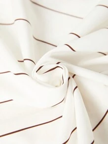 BizChic 女士条纹印花纽扣衬衫，白色长袖图案衬衫，宽松休闲上衣，适合都市通勤、商务休闲、夏季、情人节等场合，优雅女士上衣