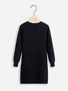 SHEIN Ragazza Tween Abito maglione con modello ragnatela