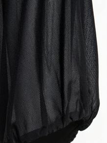 Hauture Plus Sexy Ruched Mesh Cut Out Back Bodysuit - Black - View 8