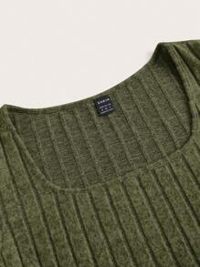 Muchica 方領條紋針織短款T恤 - 軍綠色 - 查看 3