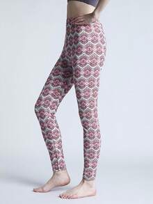 Geo Print Leggings - Red - View 7