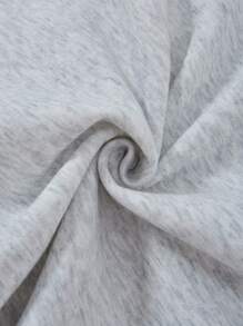 SHEIN EZwear Sunflower & Letter Graphic Drop Shoulder Sweatshirt - Light Grey - View 3