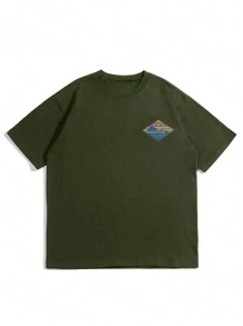 Men Mountain & Letter Graphic Tee