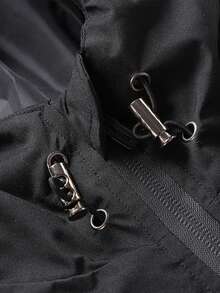 Manfinity Hypemode 男款寬鬆連帽夾克,對比色板塊和拉鍊閉合 - 黑色 - 查看 6