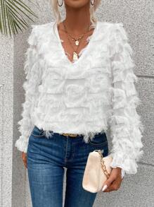 Chiquease Chất rắn 	
Fuzzy Tay áo loe Áo sơ mi - trắng - Xem 1