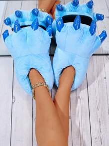 Funny Dinosaur Claw Home Slippers, Red Anti-Slip Warm Slippers For Women, One Size - Blue - View 6