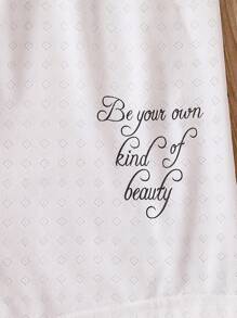 Tween Girl Slogan Graphic Bow Front Tank Top & Shorts