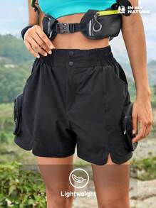 In My Nature In My Nature Women Summer Casual Elastic Waist Multi-Pocket Outdoor Shorts Drawstring Shorts