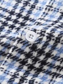 Manfinity Homme Men Houndstooth Print Button Front Overcoat - Blue - View 6