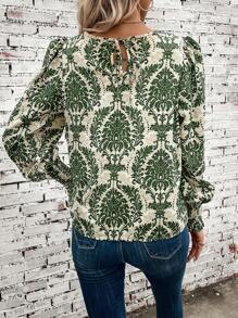 SHEIN Clasi 滿版印花燈籠袖襯衫 - 彩色 - 查看 2