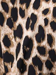 SHEIN LUNE Blusa peplum con estampado de leopardo de manga amplia - Multicolor - Ver 3
