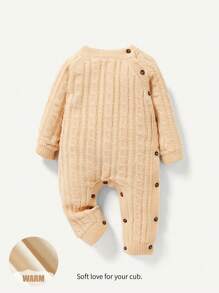 Baby Girl Solid Button Detail Sweater Jumpsuit - Apricot - View 1