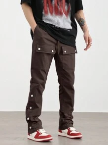 Manfinity Hypemode Men Flap Pocket Side Cargo Pants - Coffee Brown - View 1