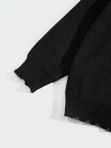 ROMWE MEN Goth Men Spider Web Pattern Drop Shoulder Sweater - Black - View 3