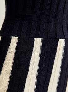 Modelyn Mẫu sọc Đầm Áo len - Xanh đậm - Xem 6