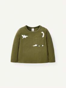 Cozy Pixies Baby Boy 2pcs Dinosaur Print Pocket Patched Tee - Multicolor - View 7