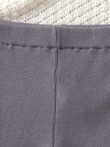 Baby Girl Ruffle Hem Wide Leg Knit Pants - Grey - View 5