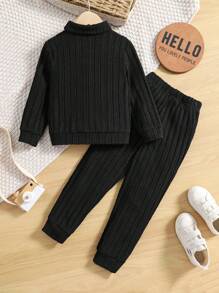 SHEIN 男童（小）兩件套 - 黑色 - 查看 2