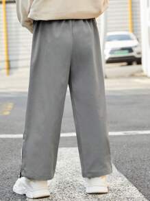 SHEIN Young Boy Split Hem Wide Leg Pants - Light Grey - View 2