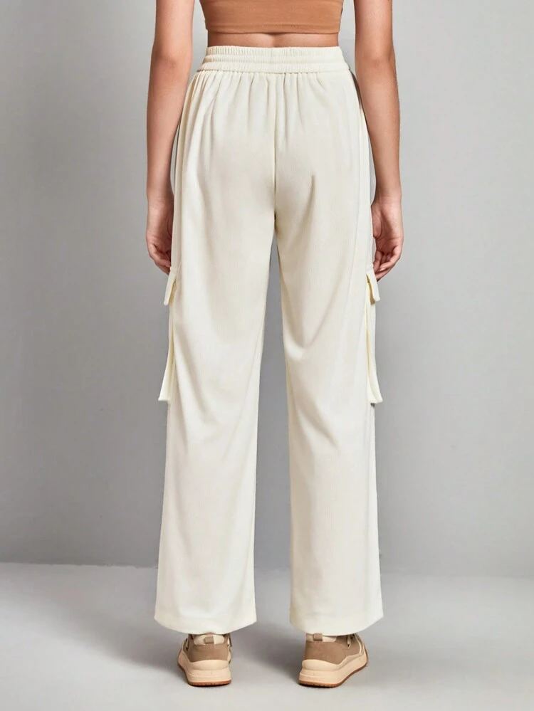 Flap Pocket Drawstring Waist Outdoor Pants