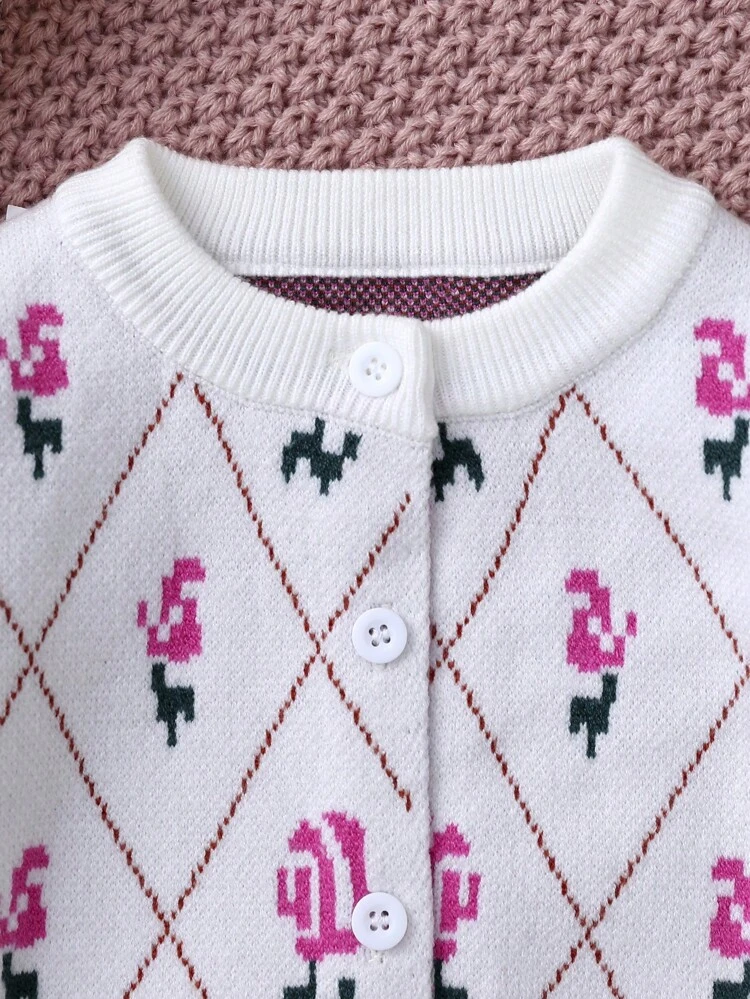 Baby Girl Floral Pattern Cardigan & Cami Knit Bodysuit