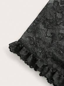 ROMWE PUNK Floral Lace Super Crop Top Without Cami