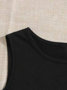 SHEIN 青少年女孩汽車和標語圖案背心上衣 - 黑色 - 查看 3