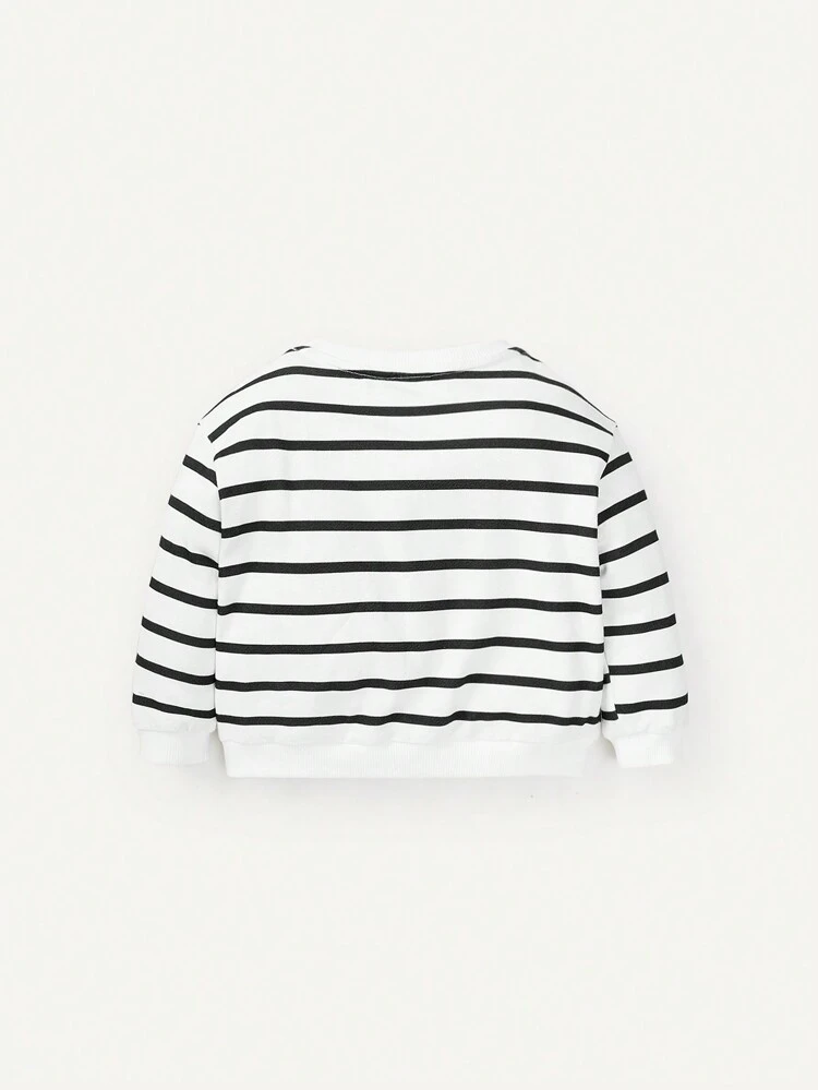 Boys Baby 2pcs Striped & Cartoon Graphic Sweatshirt