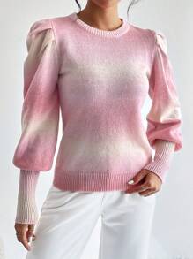 SHEIN Essnce 漸層燈籠袖套頭毛衣 - 彩色 - 查看 1