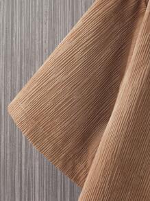 Manfinity Homme 男士素色前排扣襯衫&短褲 - 卡其色 - 查看 5