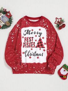 青少年女孩聖誕圖案運動衫 - 紅色 - 查看 1