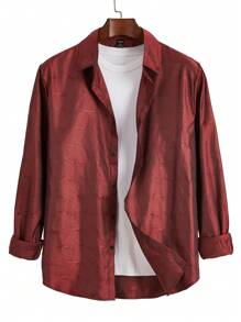Manfinity AFTRDRK Men Jacquard Button Up Shirt - Burgundy - View 9
