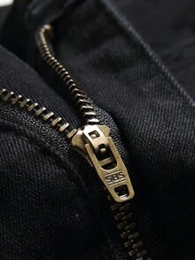 Manfinity LEGND 男士破洞抽鬚緊身牛仔褲 - 黑色 - 查看 8