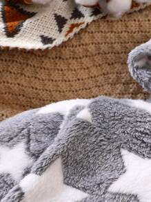 Baby Boy Star Pattern Hooded Teddy Jumpsuit - Multicolor - View 4