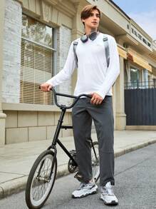 Manfinity Sport Corelite Men Letter Graphic Outdoor Tee - White - View 6